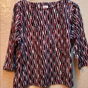 3/4 sleeve geometric petite size top PXL  NWOT